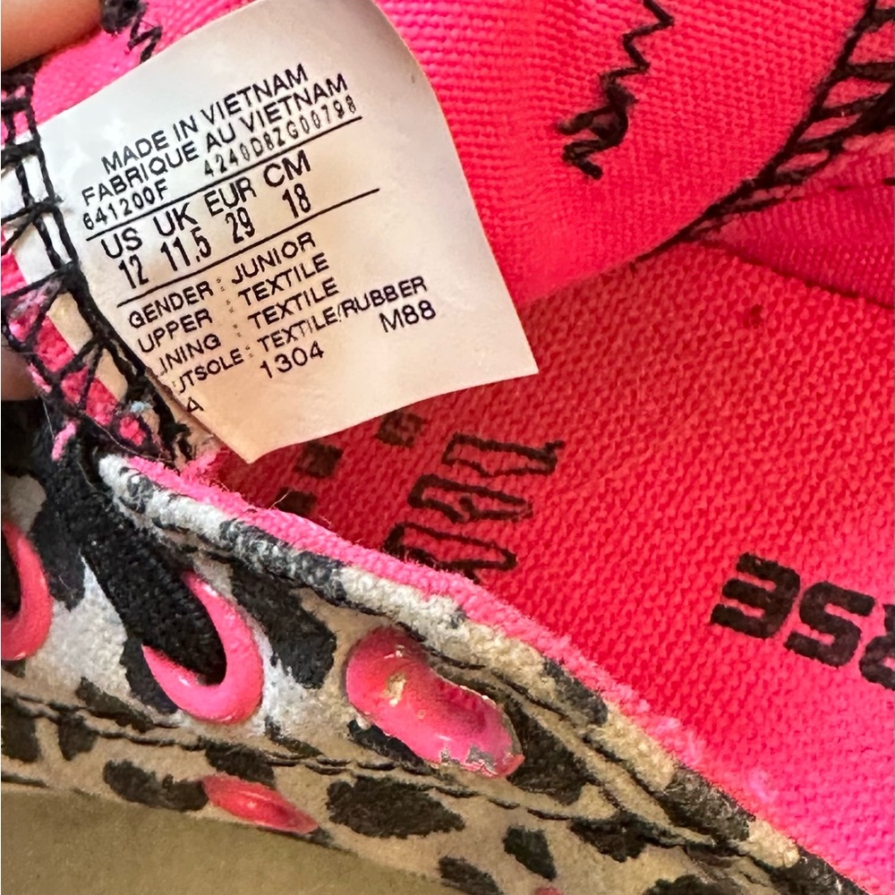 Converse Kids' Pink and Black Animal Print Sneakers - Picture 2 of 5